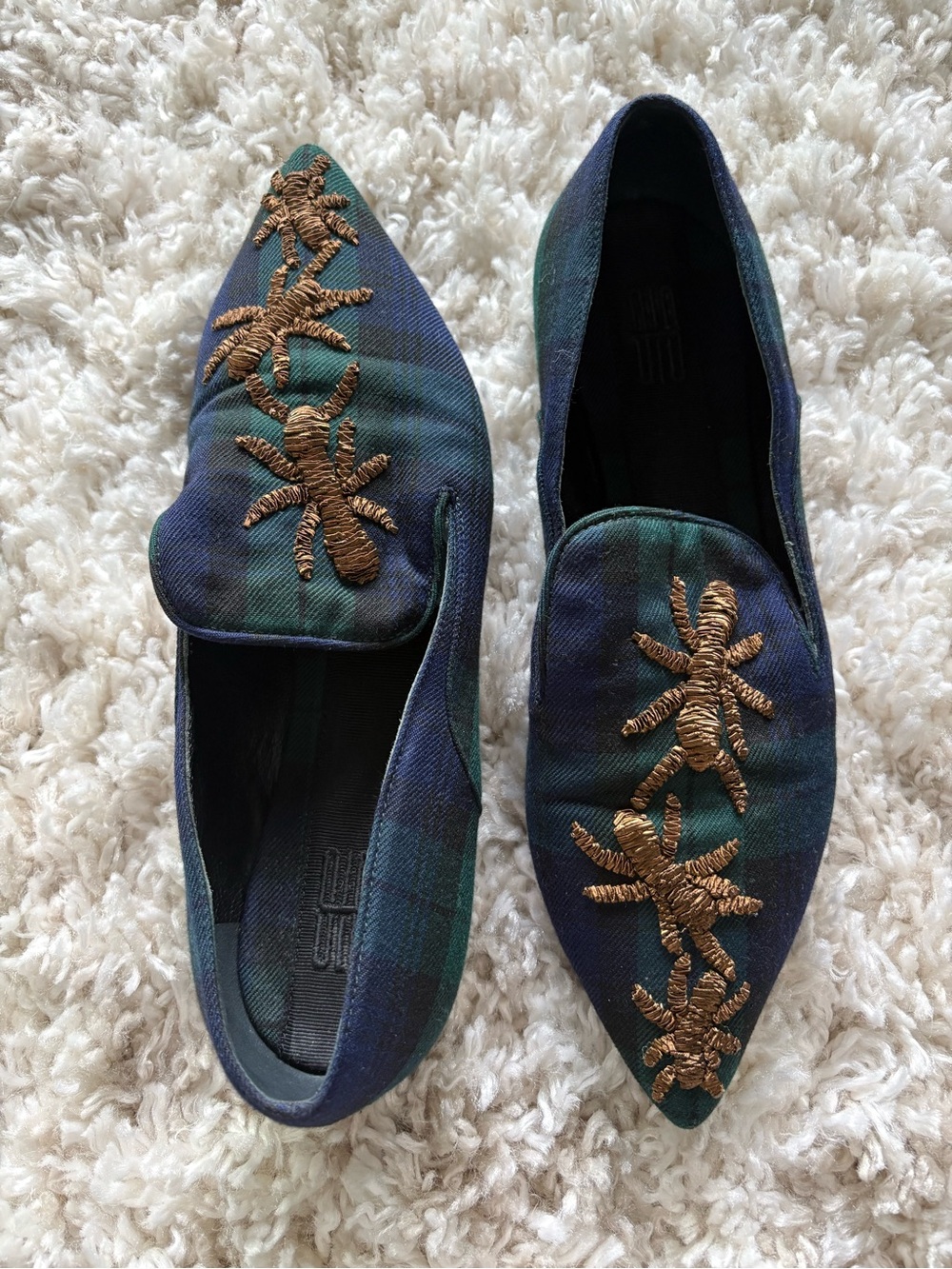 Sanayi 313 Ragno Spider Embroidered Plaid Smoking Slippers EU 38